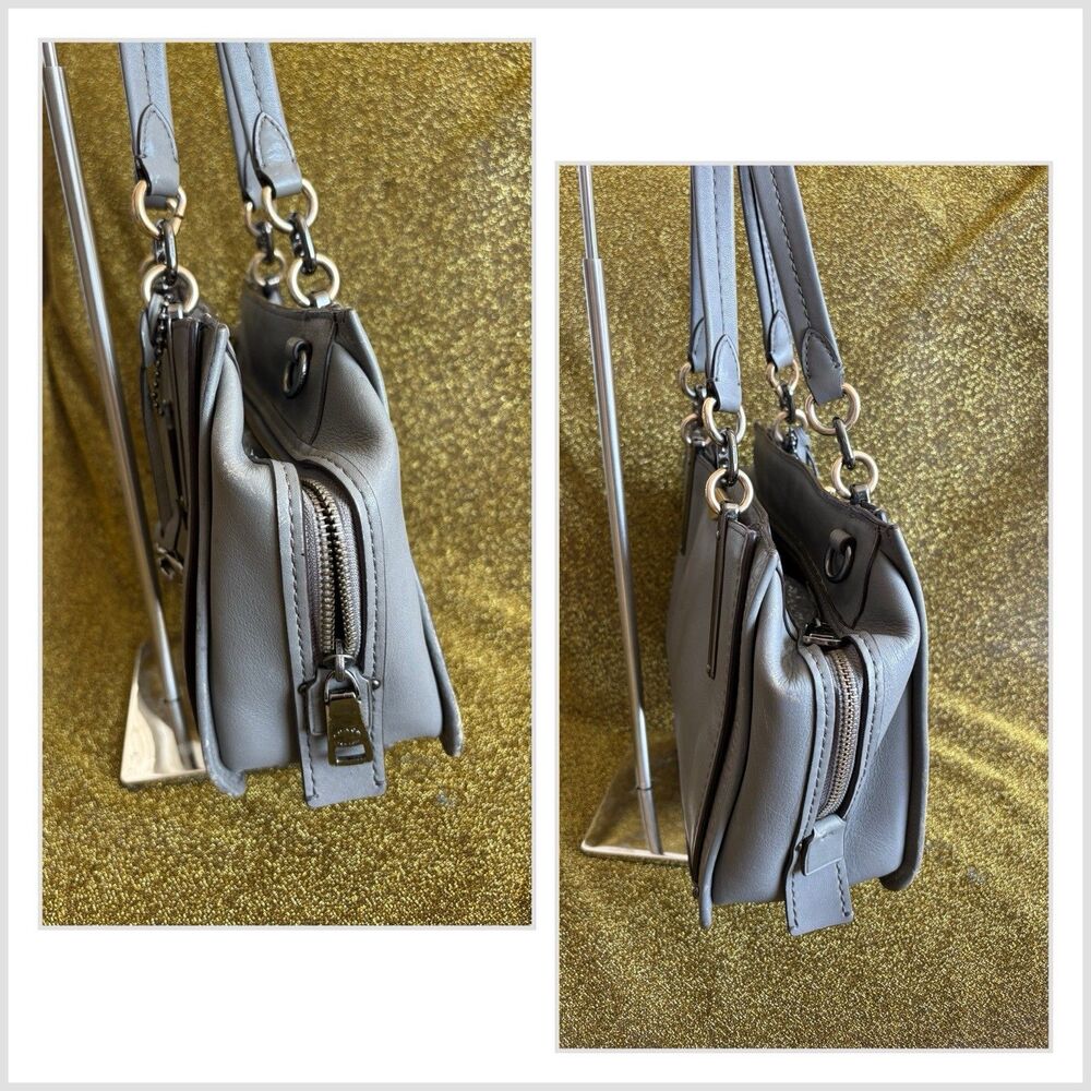 Coach 33094 Dreamer 27 Mix Leather Heather Grey 2 Tone Hardware Purse Crossbody - Picture 5 of 7